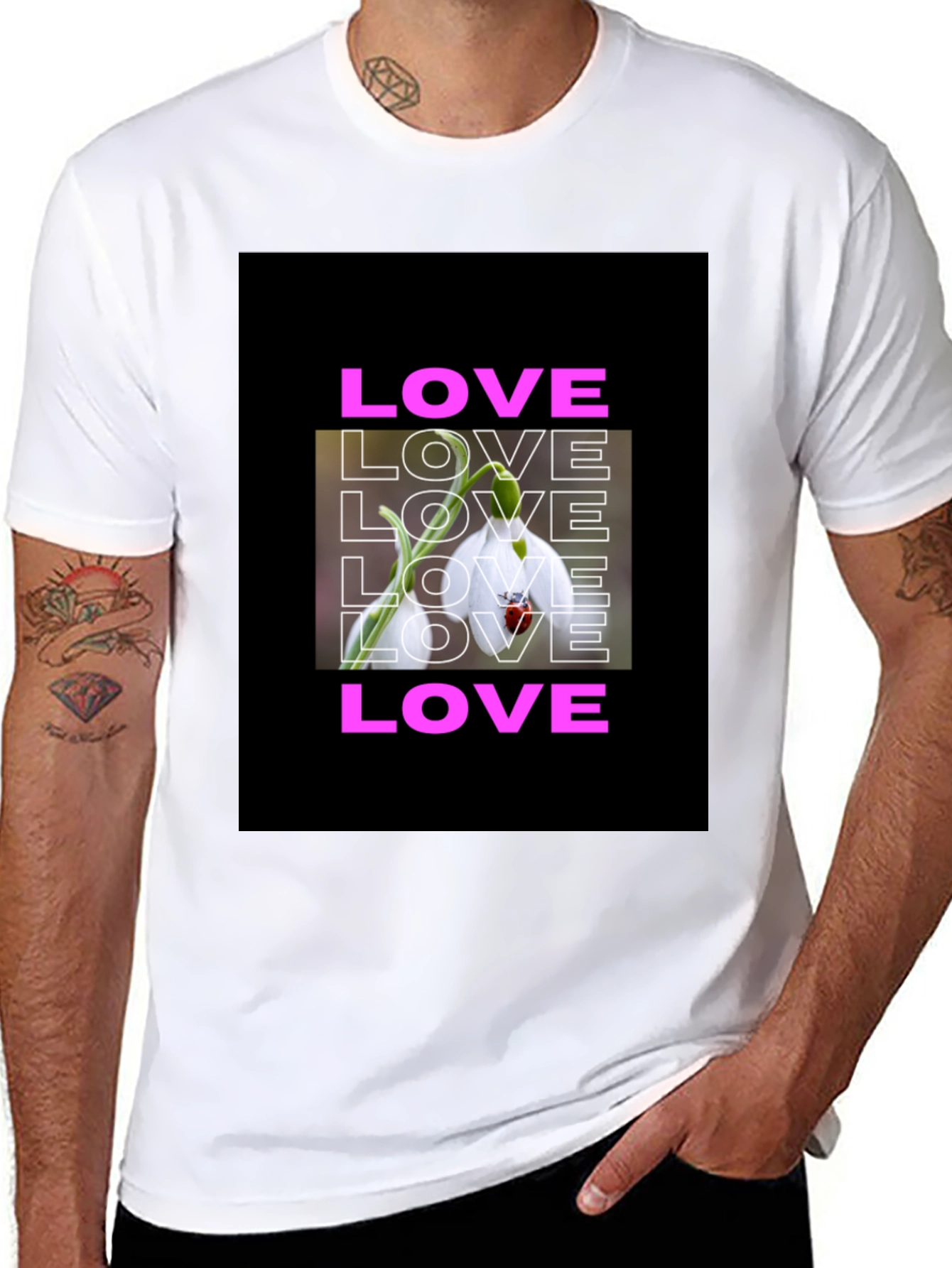 Love Flower Graphic T-Shirt - Black