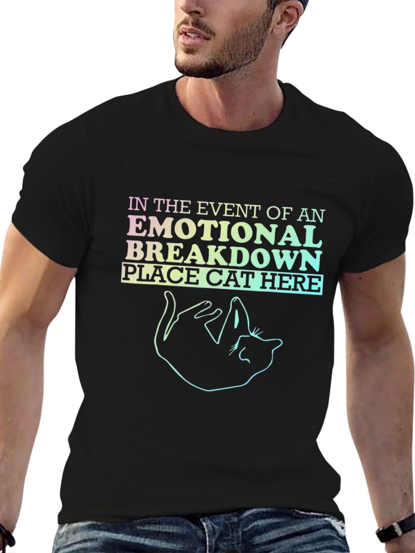 Emotional Breakdown Cat Here T-Shirt