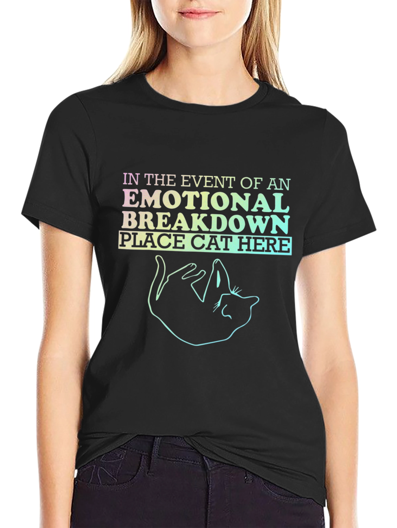 Emotional Breakdown Cat Here T-Shirt