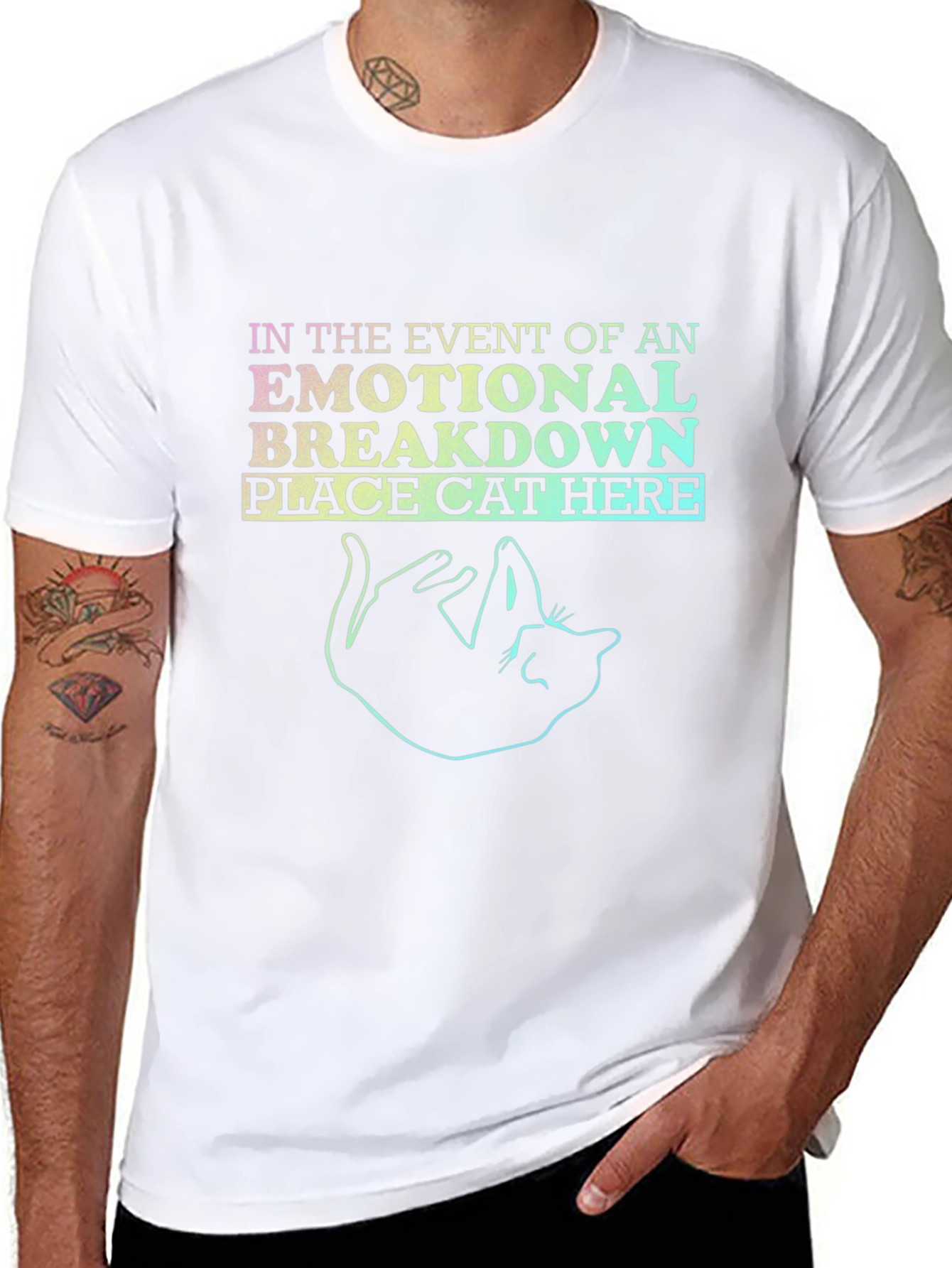 Emotional Breakdown Cat Here T-Shirt