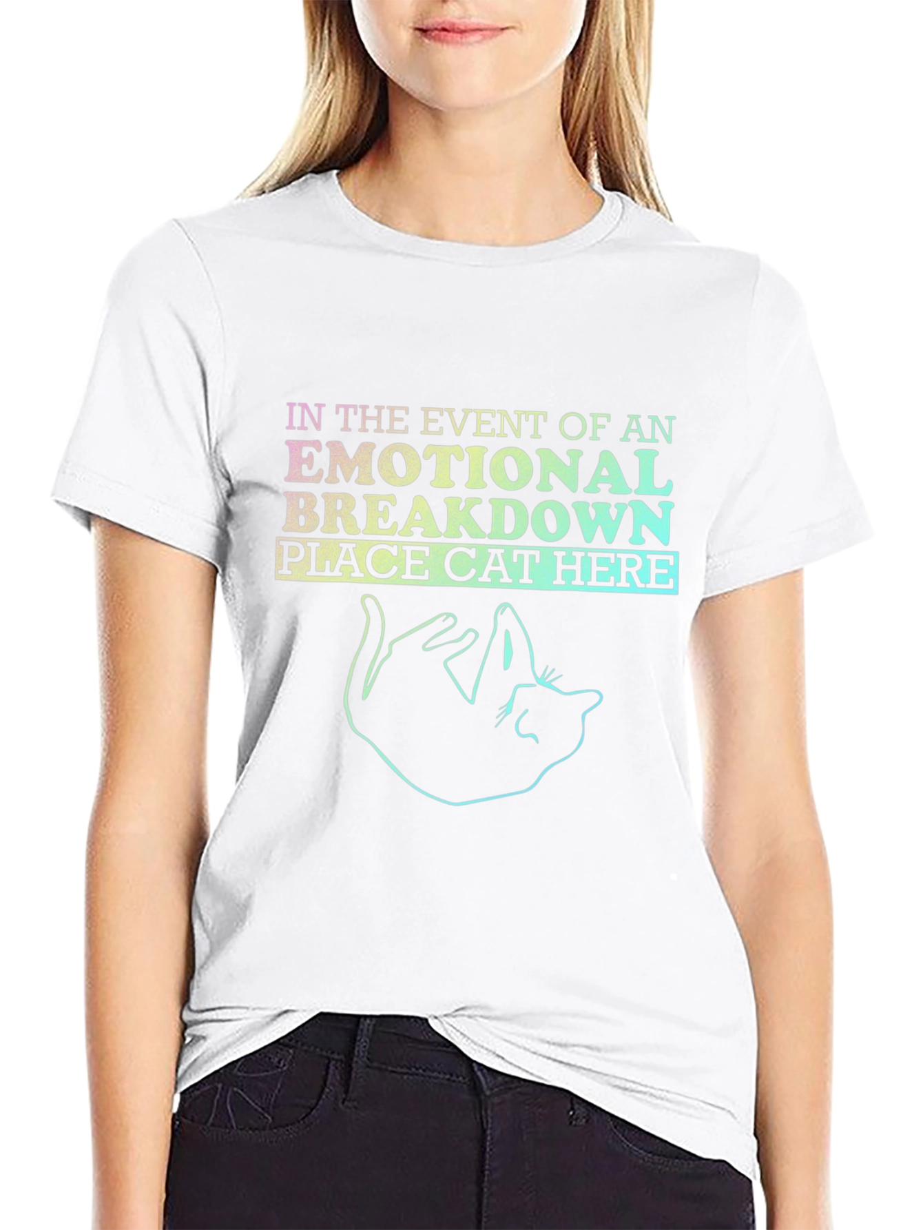 Emotional Breakdown Cat Here T-Shirt