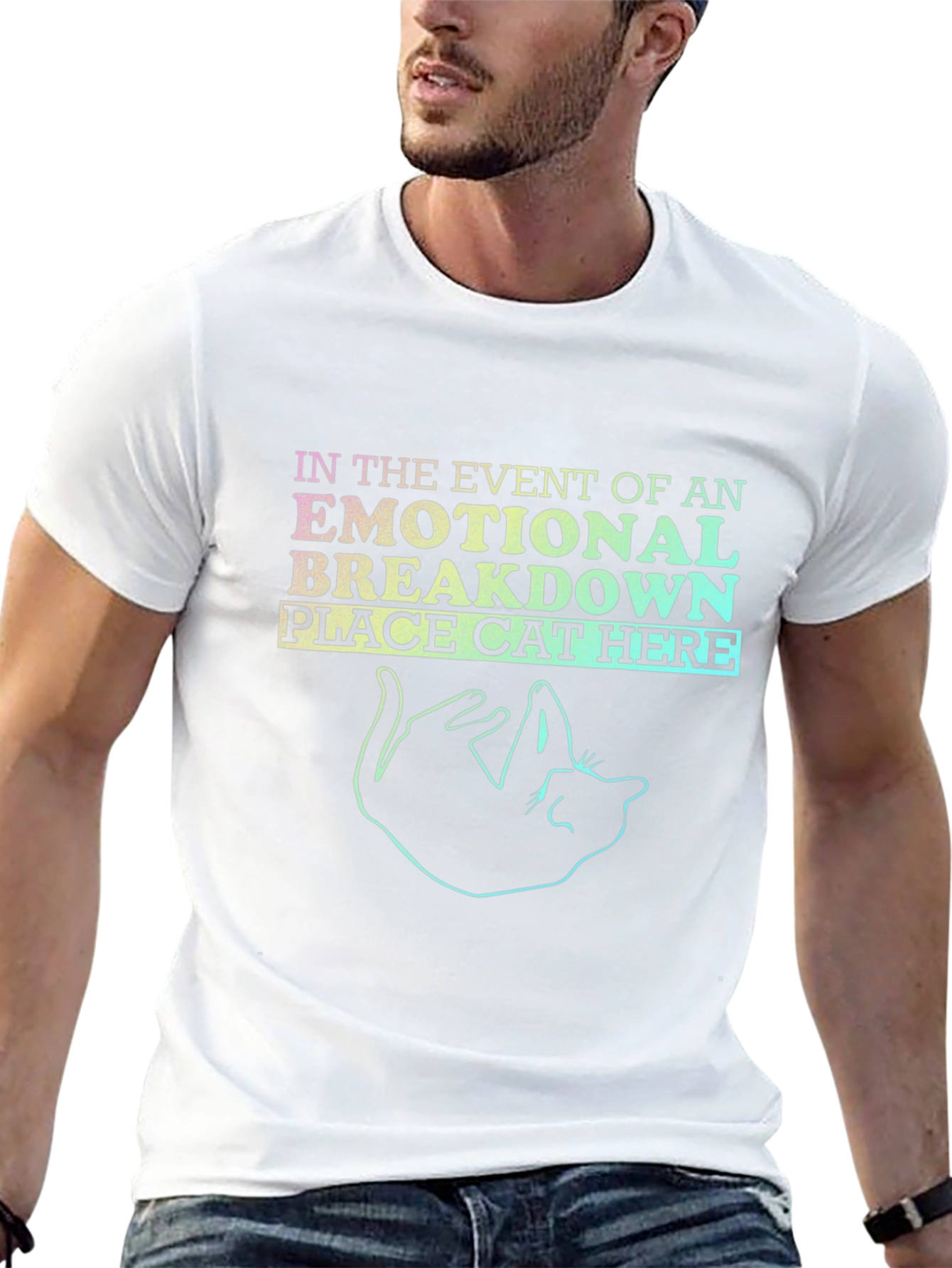 Emotional Breakdown Cat Here T-Shirt