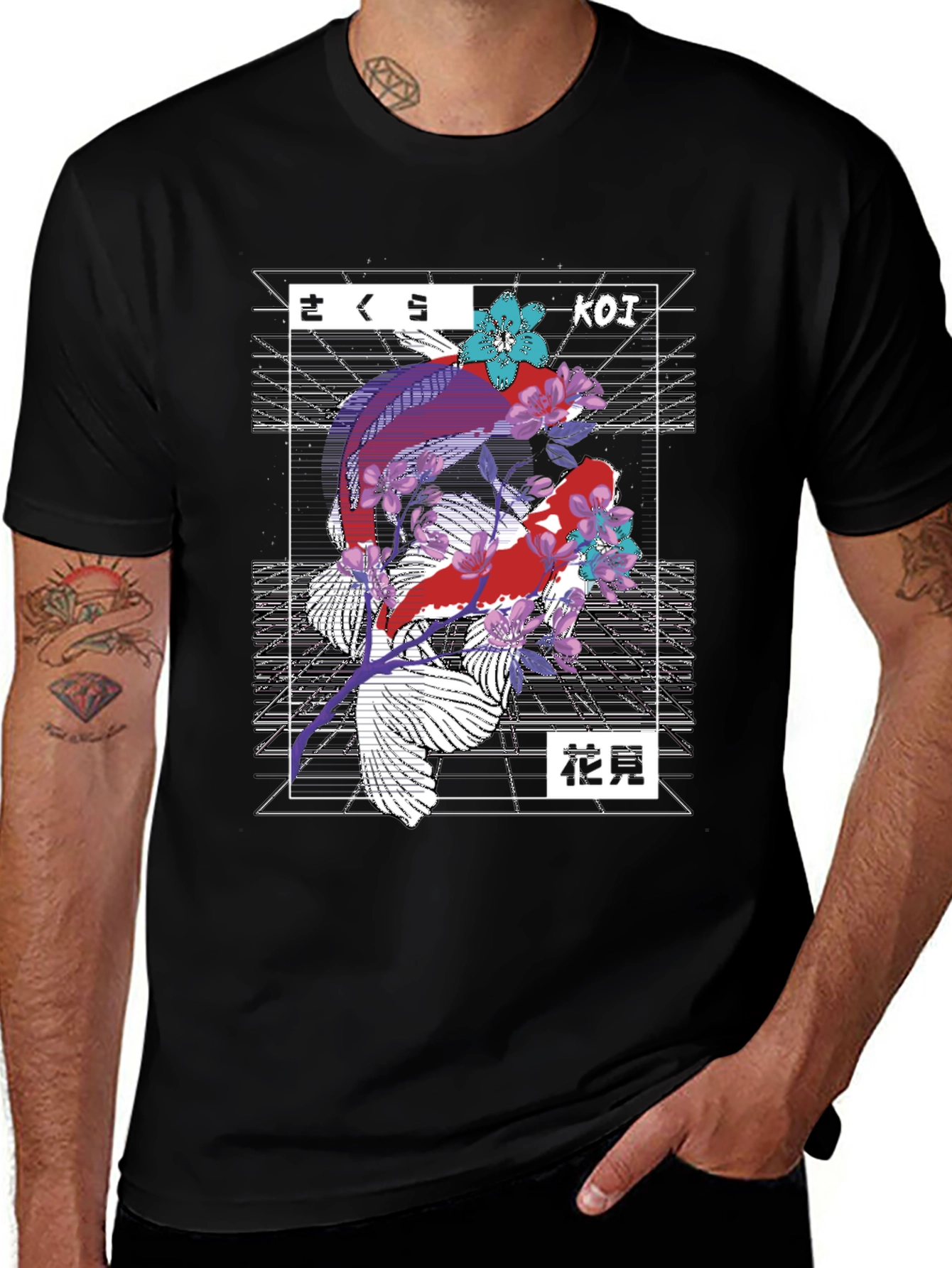 Koi Fish Graphic Tee - Sakura Aesthetic