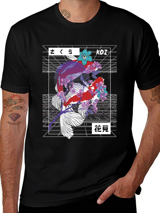 Koi Fish Graphic Tee - Sakura Aesthetic