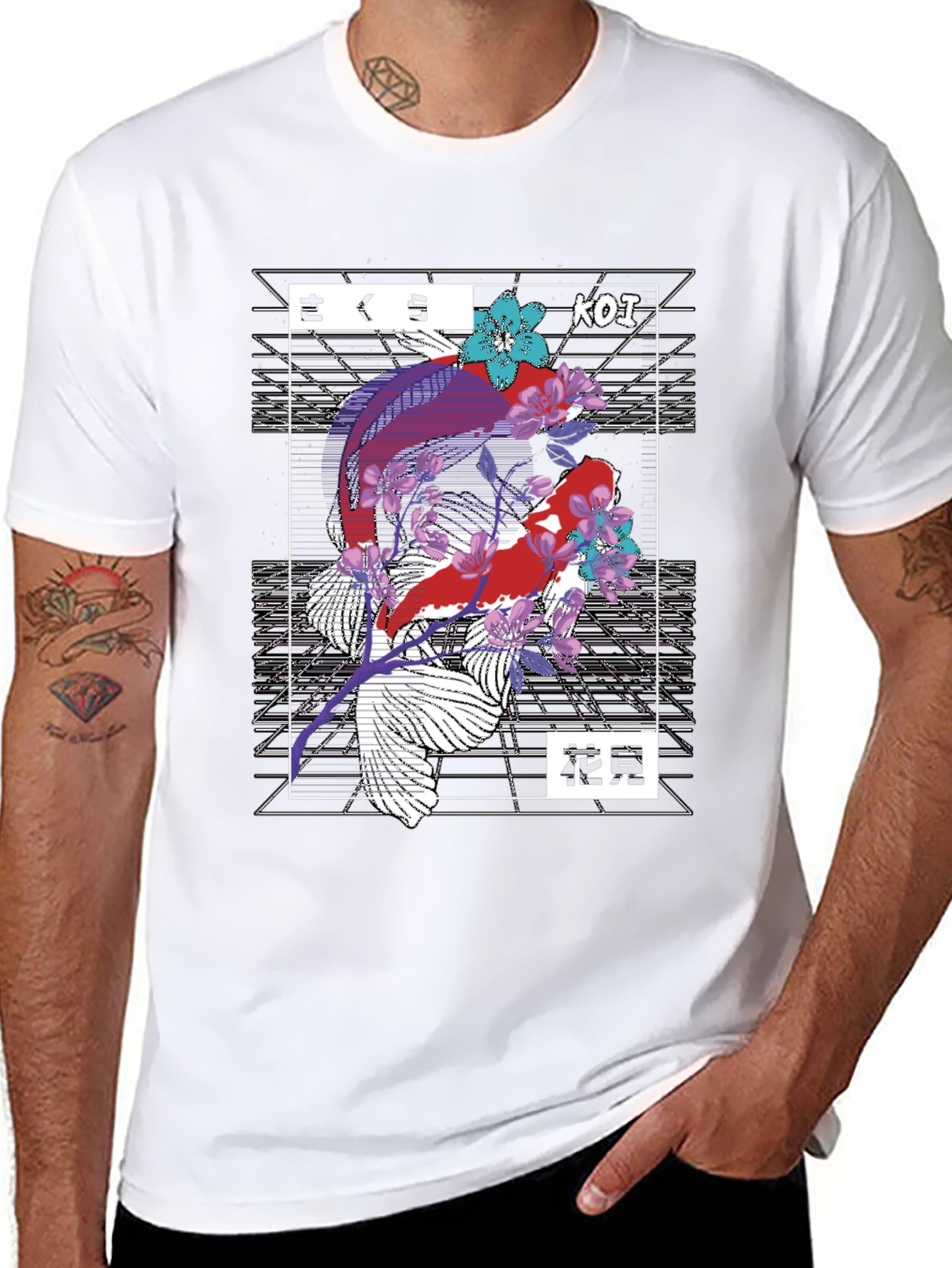 Koi Fish Graphic Tee - Sakura Aesthetic