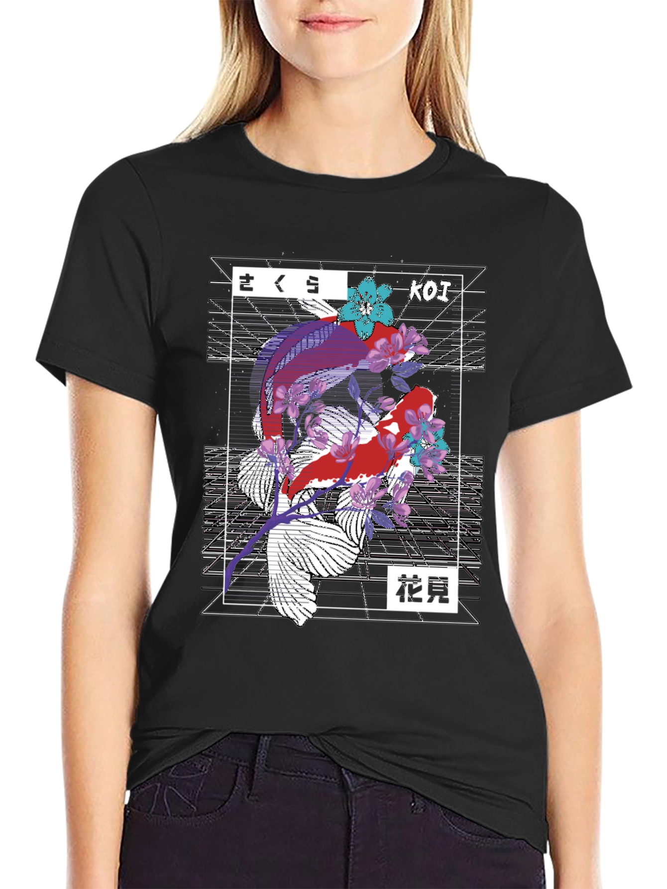 Koi Fish Graphic Tee - Sakura Aesthetic