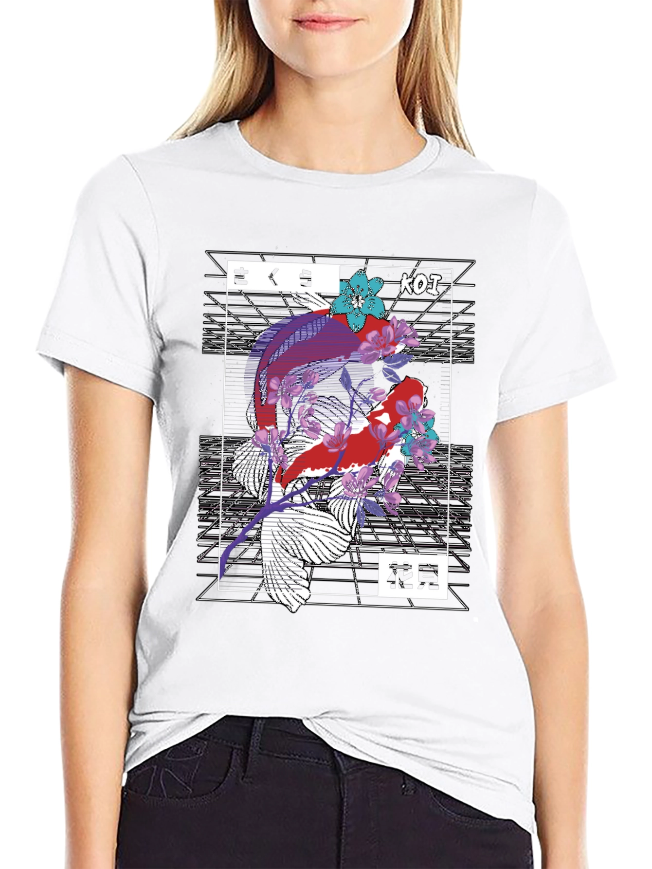 Koi Fish Graphic Tee - Sakura Aesthetic
