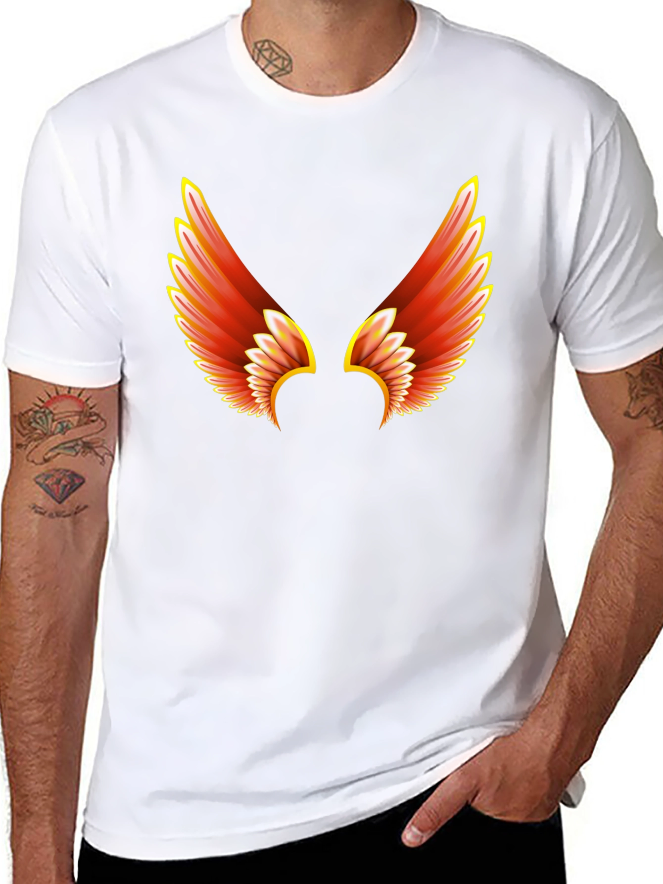 Fiery Wings Graphic Tee - Black Cotton T-Shirt