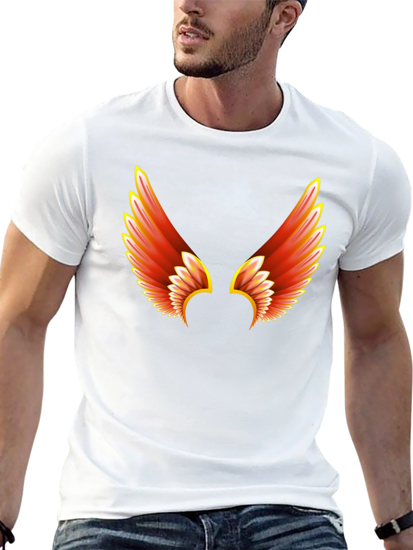 Fiery Wings Graphic Tee - Black Cotton T-Shirt
