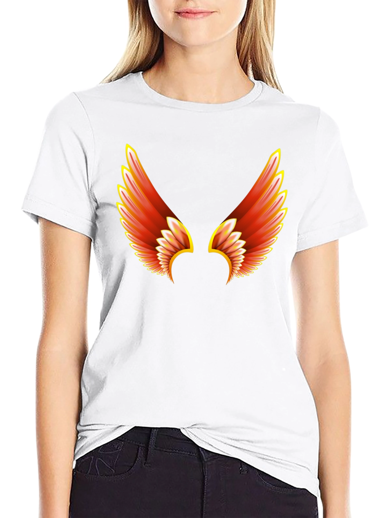 Fiery Wings Graphic Tee - Black Cotton T-Shirt