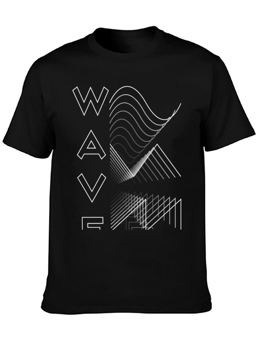 Abstract Waveform Graphic Black T-Shirt