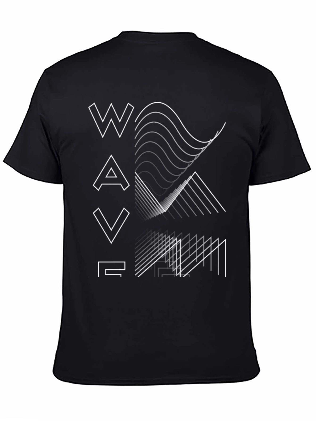 Abstract Waveform Graphic Black T-Shirt