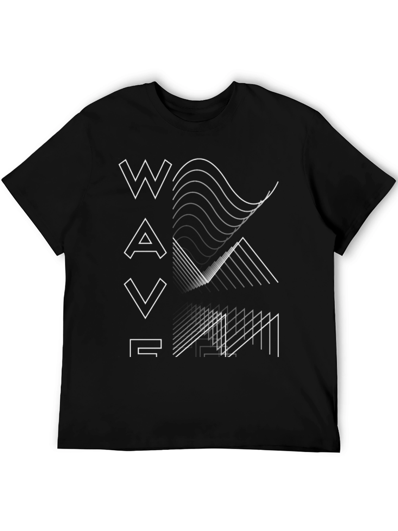Abstract Waveform Graphic Black T-Shirt