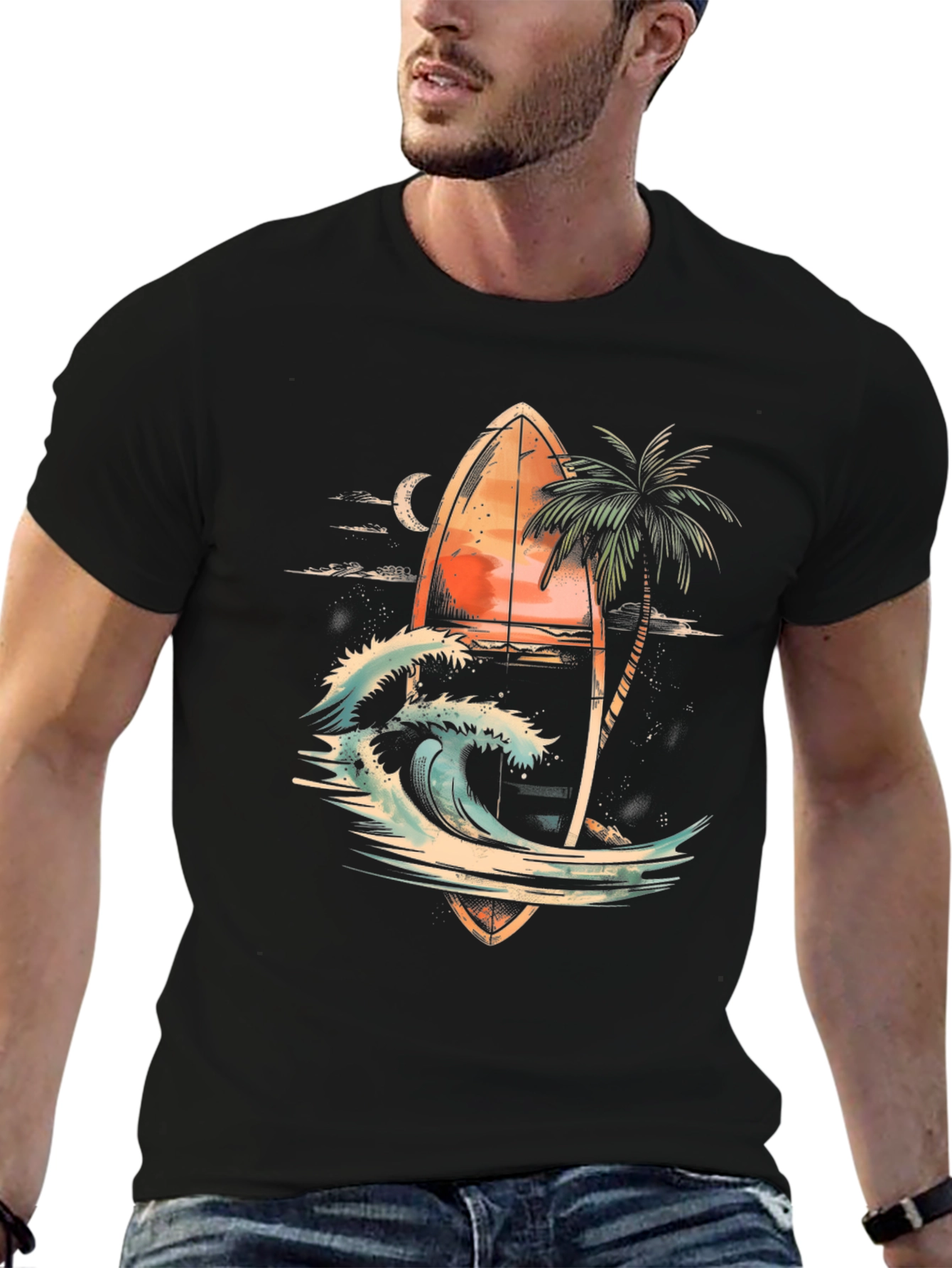 Surfboard Wave Graphic T-Shirt