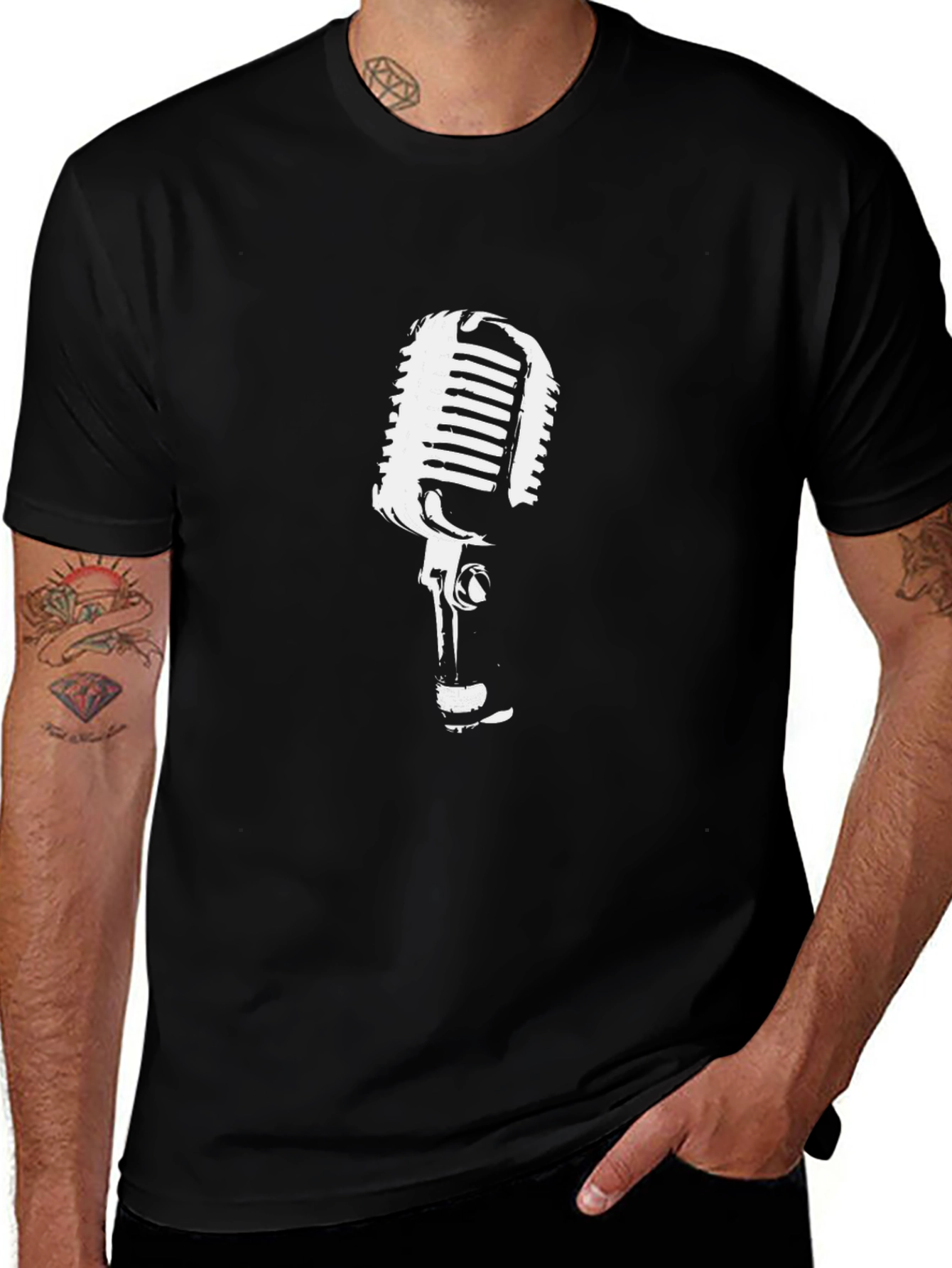 Retro Microphone Graphic Tee - Classic Cool