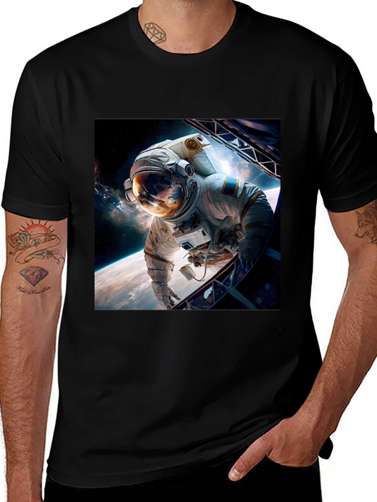 Astronaut in Space Graphic Black T-Shirt