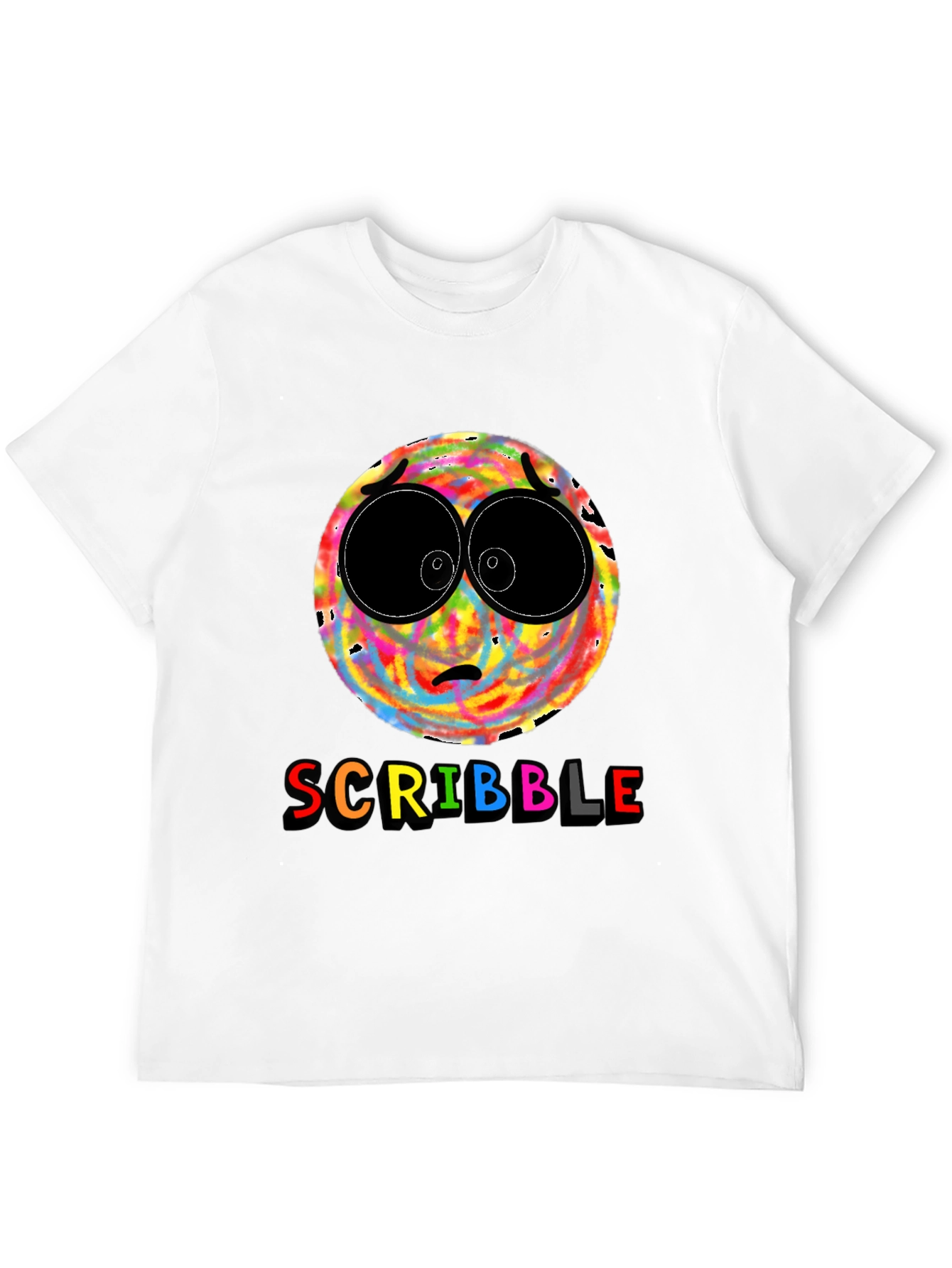 Scribble Face Graphic T-Shirt - Black