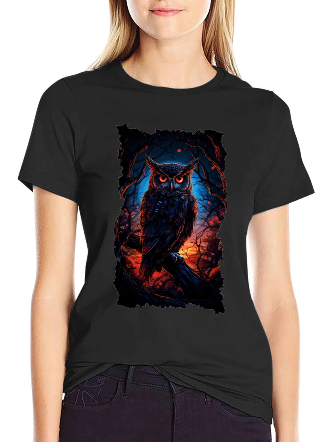Owl Graphic Black T-Shirt for Men