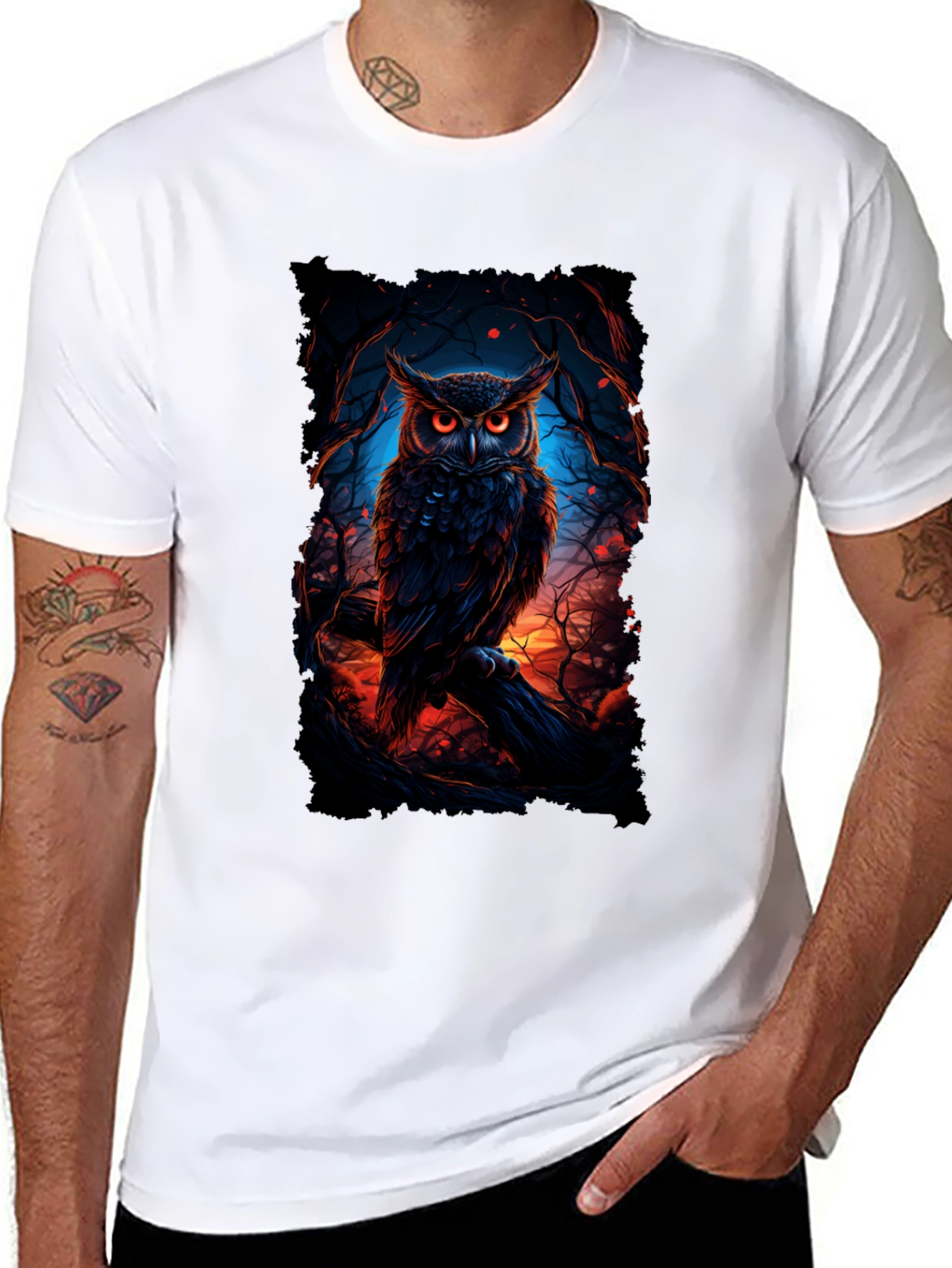 Owl Graphic Black T-Shirt for Men