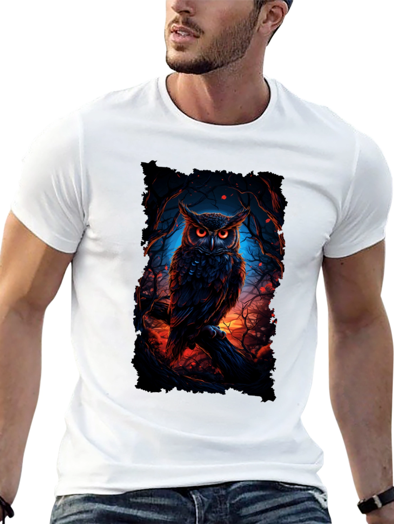 Owl Graphic Black T-Shirt for Men