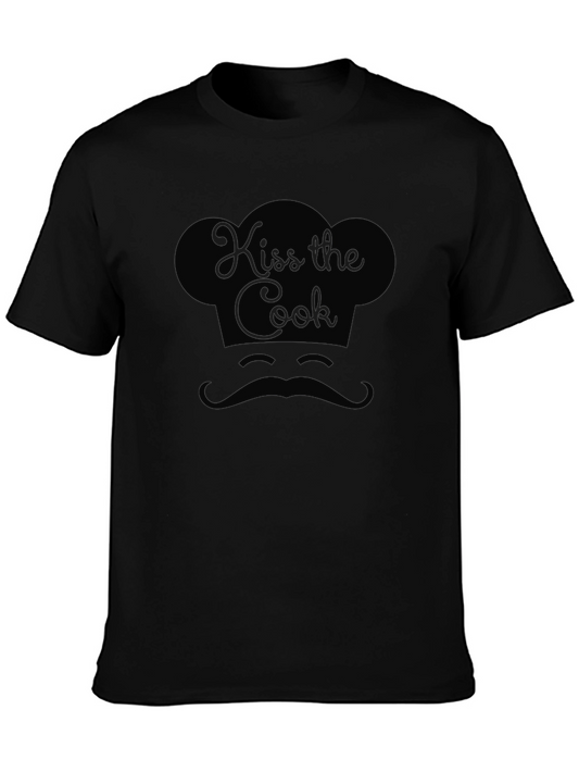 Kiss the Cook Graphic Tee - Black Cotton T-Shirt