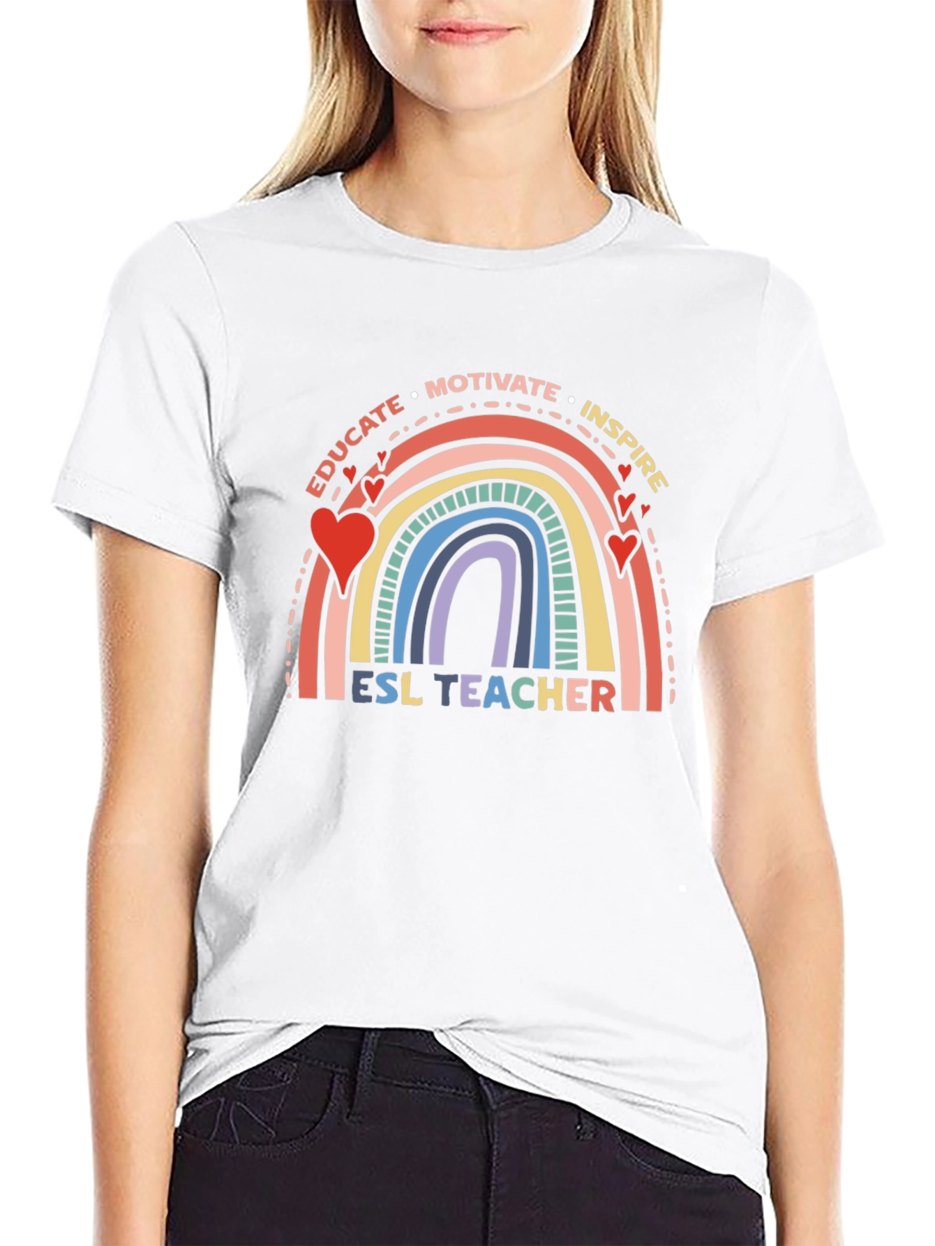 ESL Teacher Rainbow Graphic T-Shirt