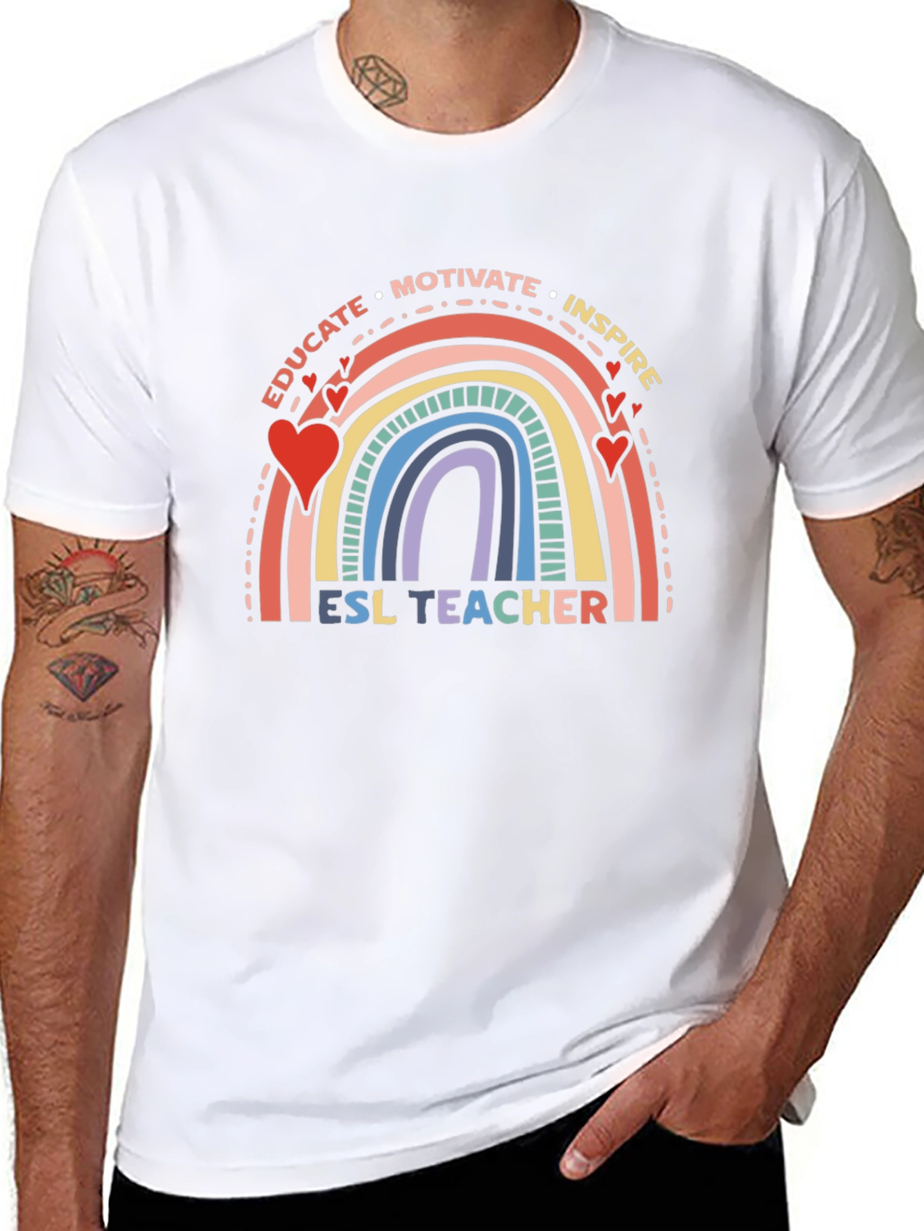 ESL Teacher Rainbow Graphic T-Shirt