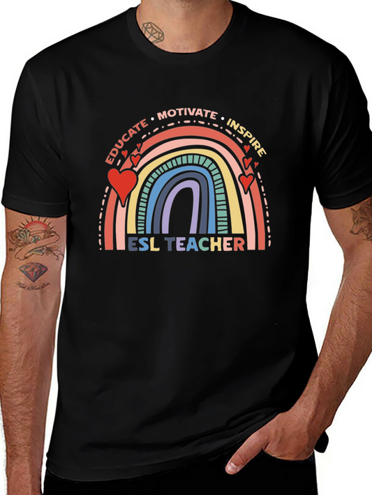 ESL Teacher Rainbow Graphic T-Shirt