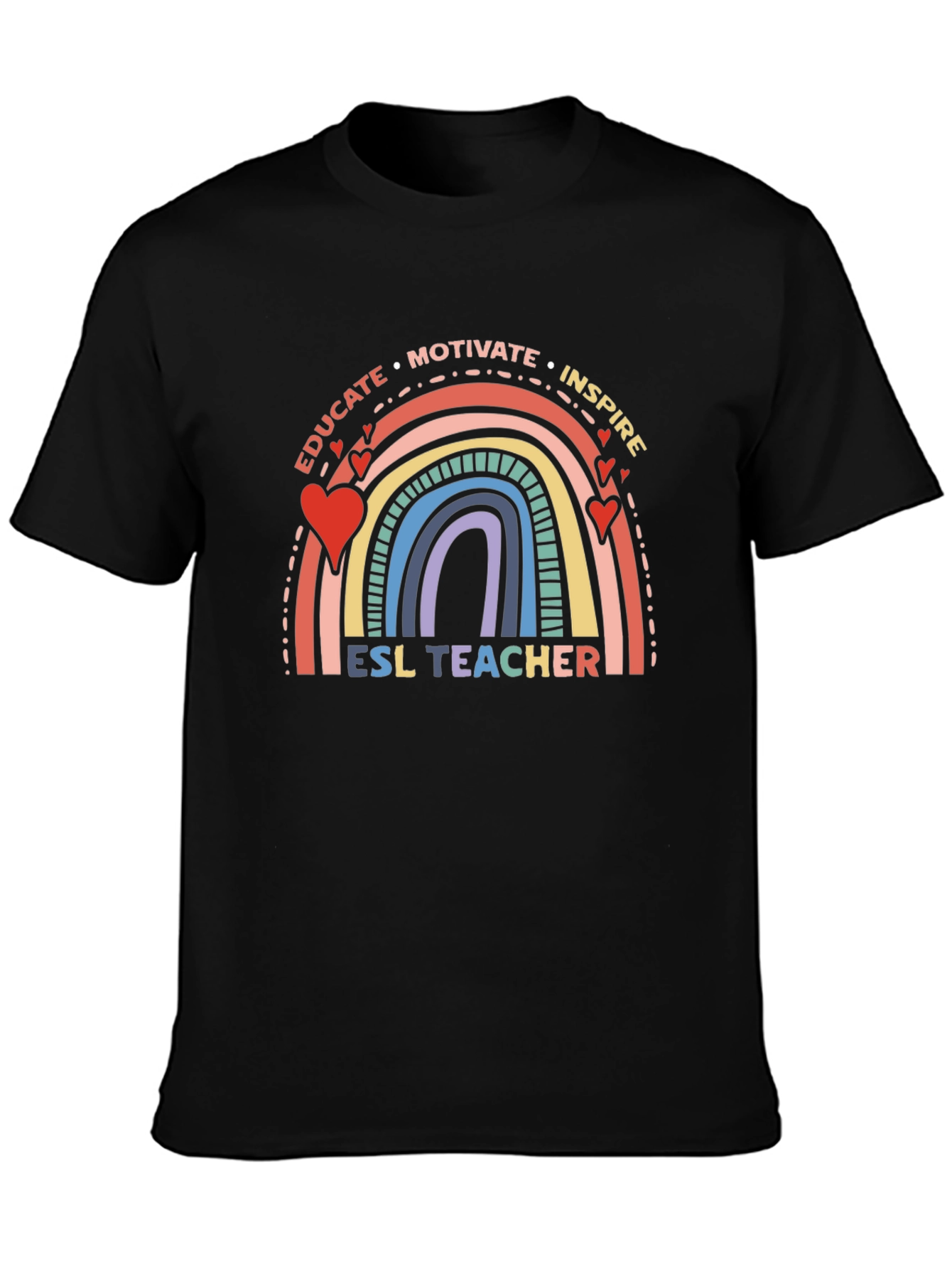 ESL Teacher Rainbow Graphic T-Shirt