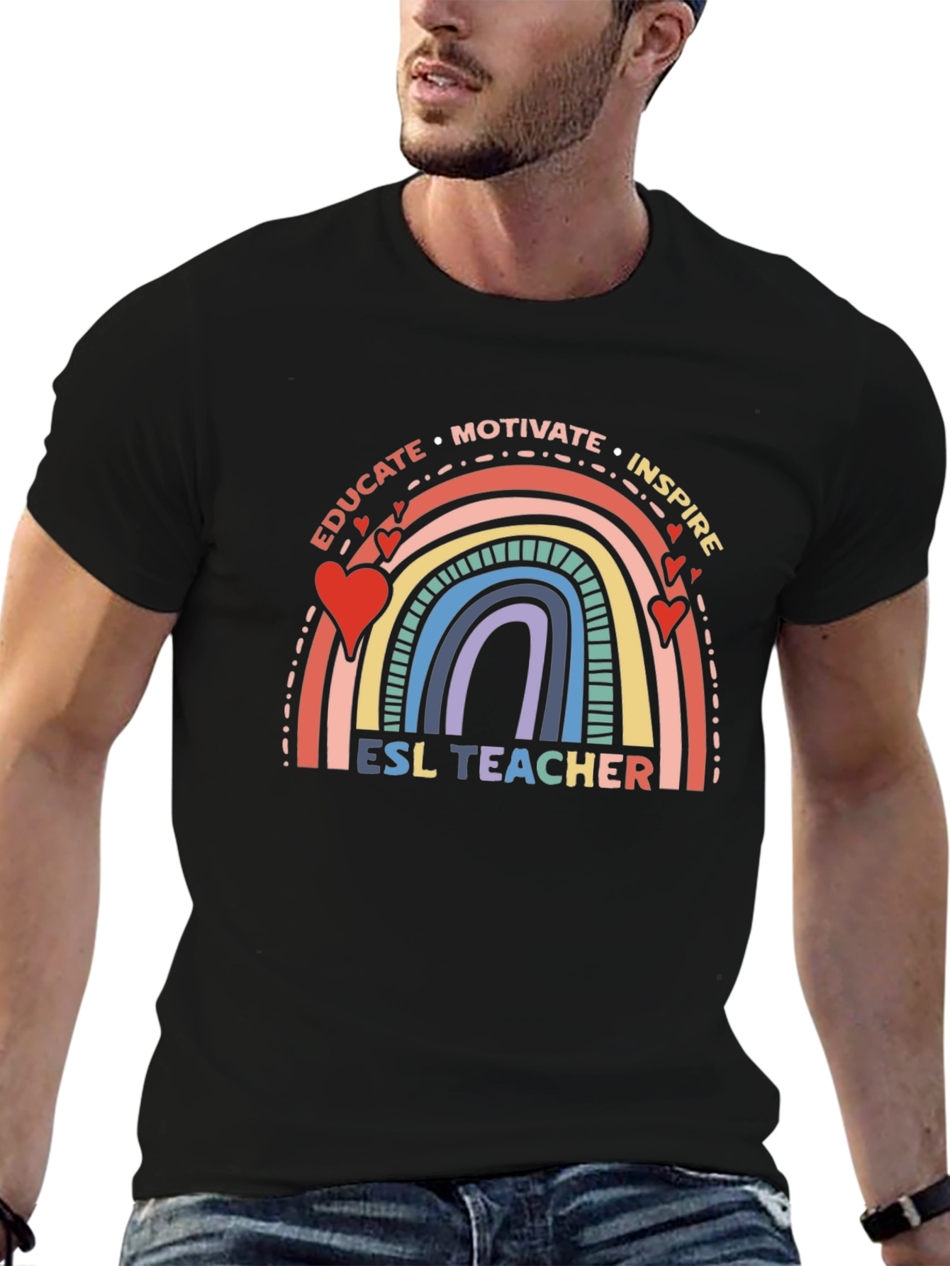 ESL Teacher Rainbow Graphic T-Shirt