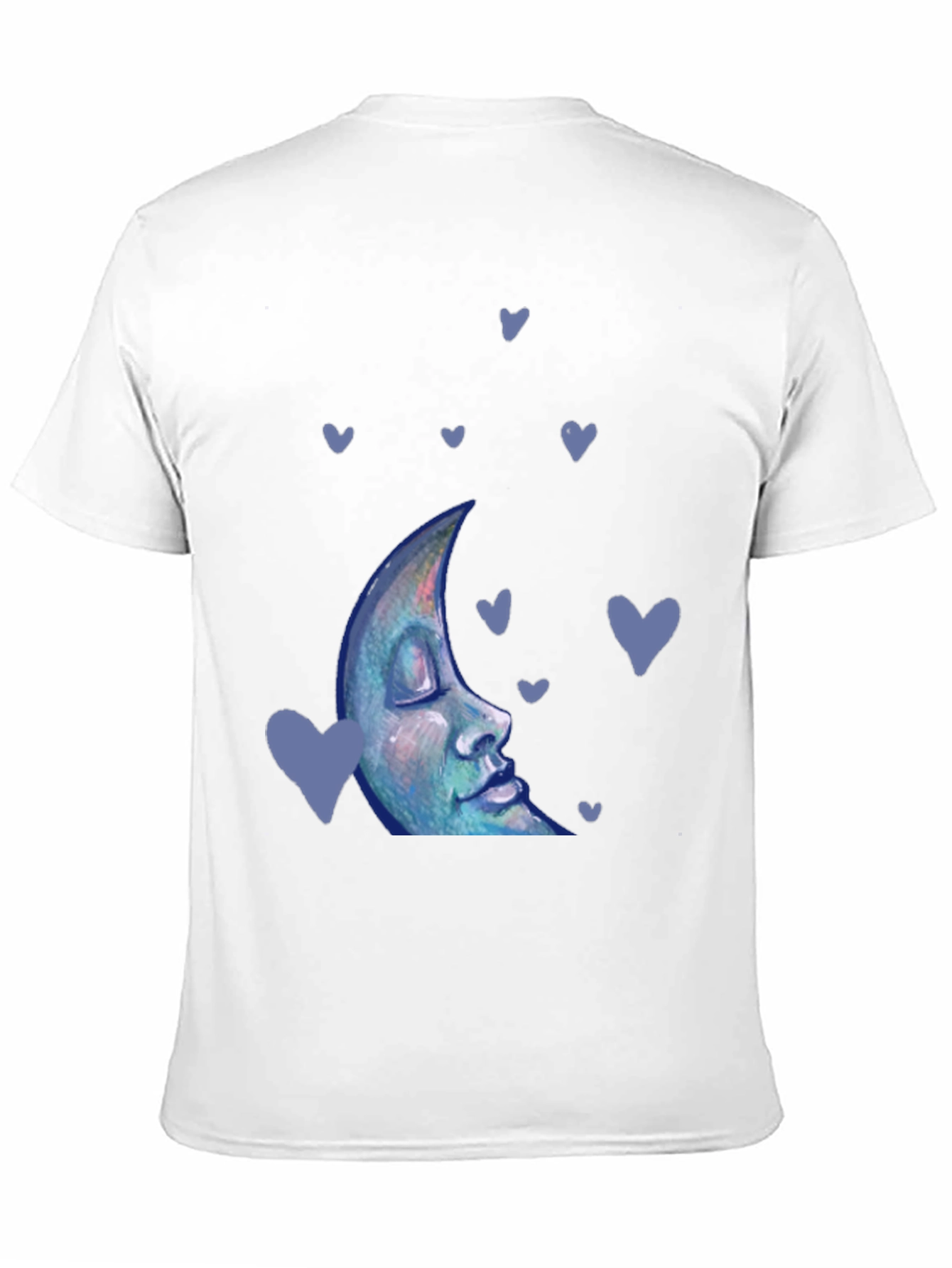Dreamy Moon Face Tee - Black Cotton Blend T-Shirt