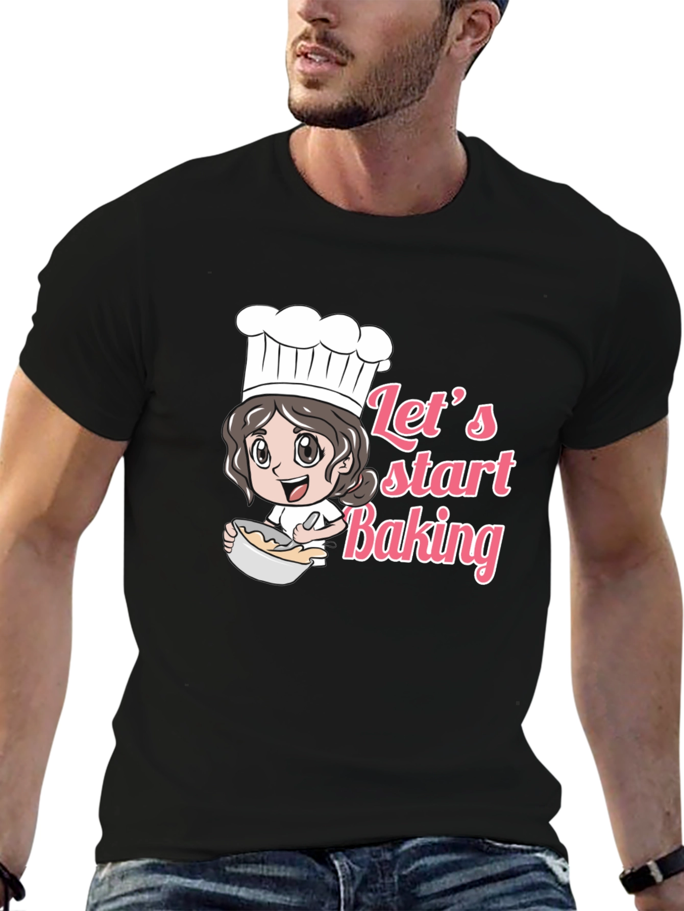 Lets Start Baking Unisex Black T-Shirt