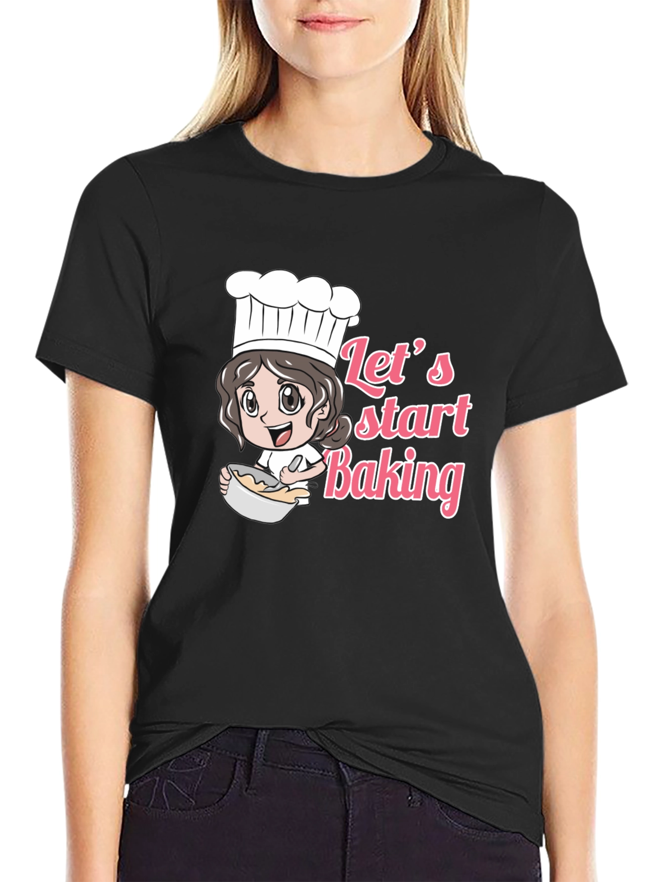 Lets Start Baking Unisex Black T-Shirt
