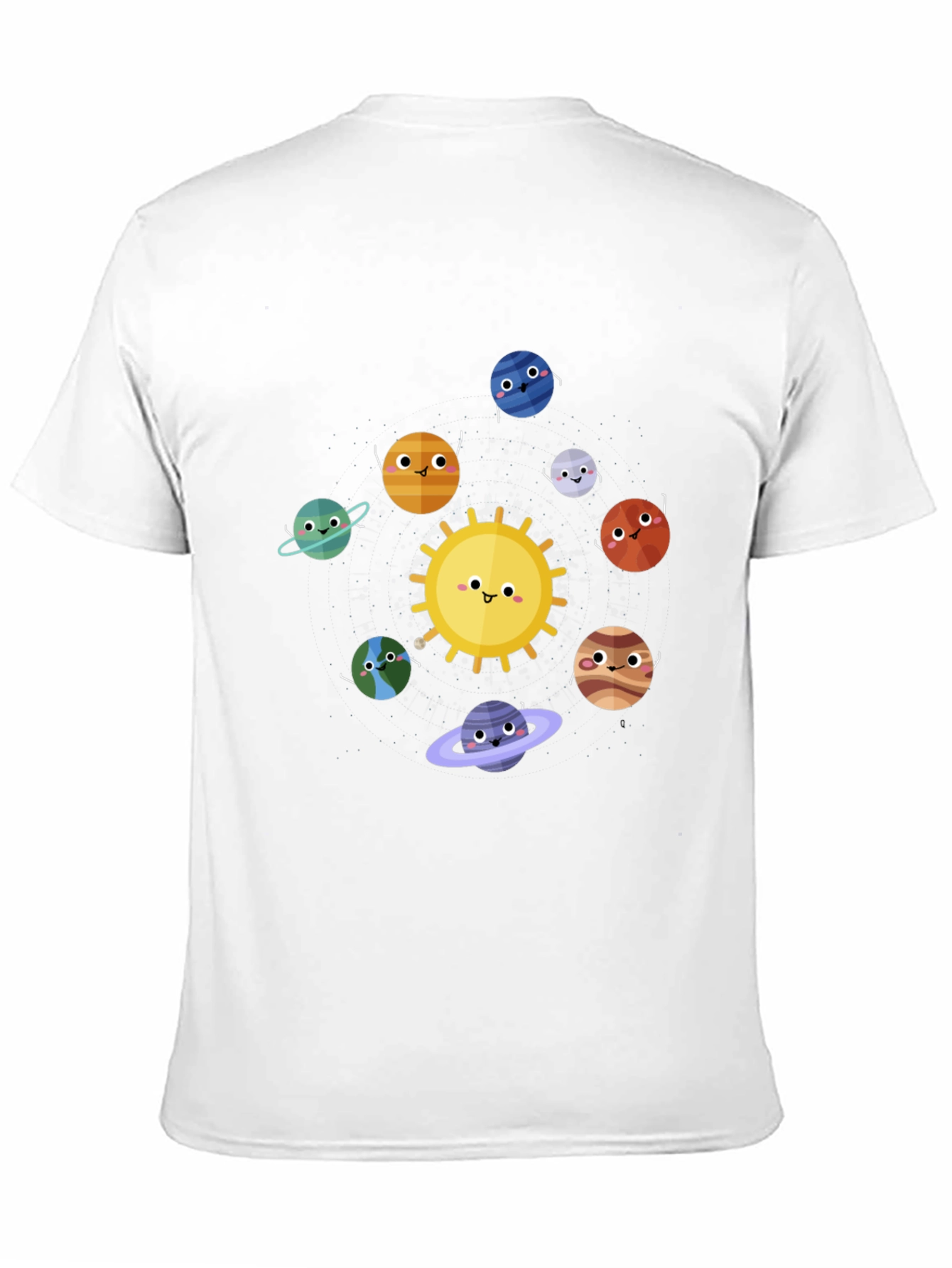 Solar System Cartoon Graphic Black T-Shirt
