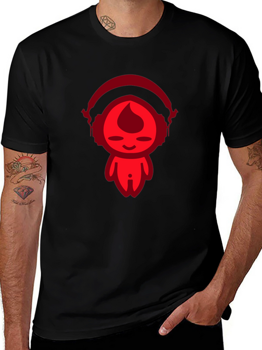 Cool Red Graphic Print Black T-Shirt