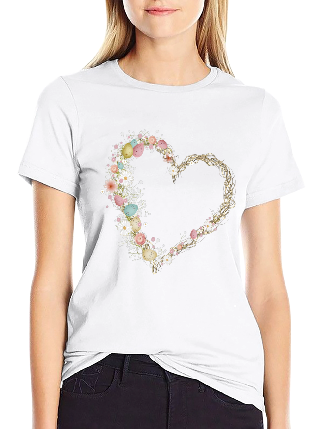 Floral Heart Easter Egg T-Shirt