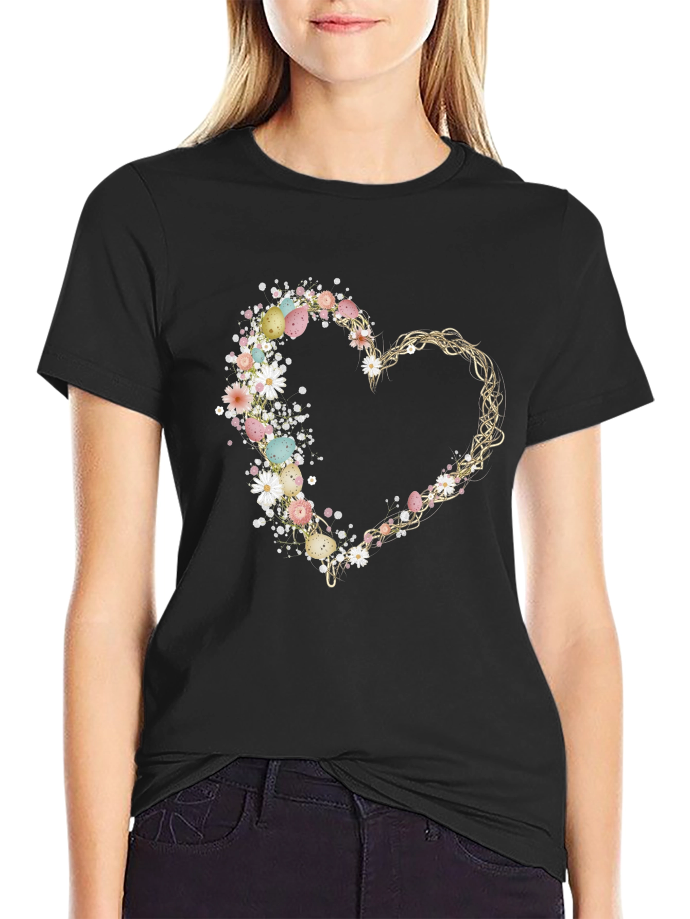 Floral Heart Easter Egg T-Shirt