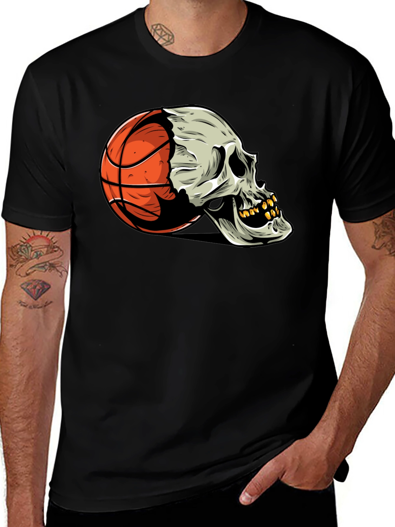 Basketball Skull Graphic Tee - Unique Streetwear