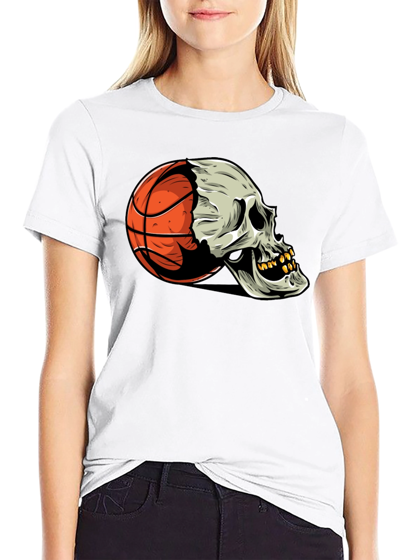 Basketball Skull Graphic Tee - Unique Streetwear