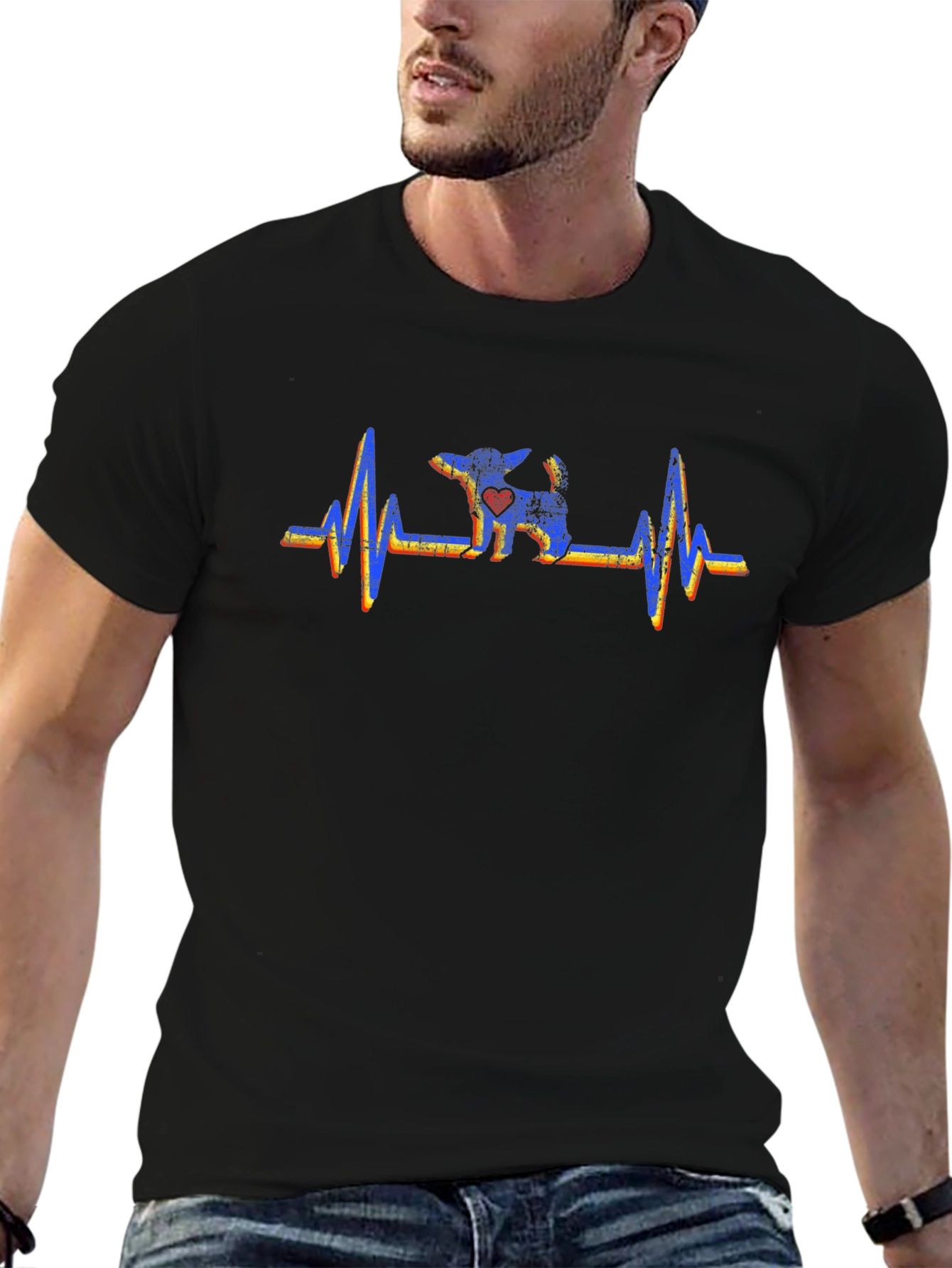 Dog Heartbeat Graphic Black Tee