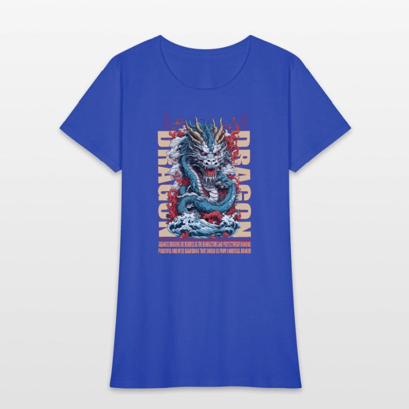 Japanese dragon on waves