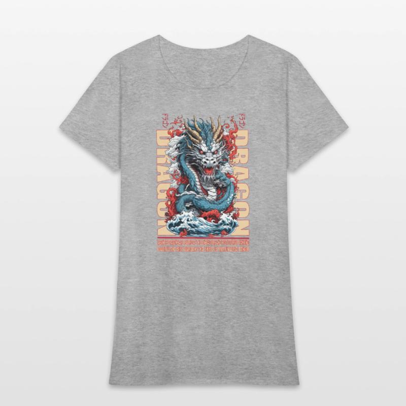 Japanese dragon on waves