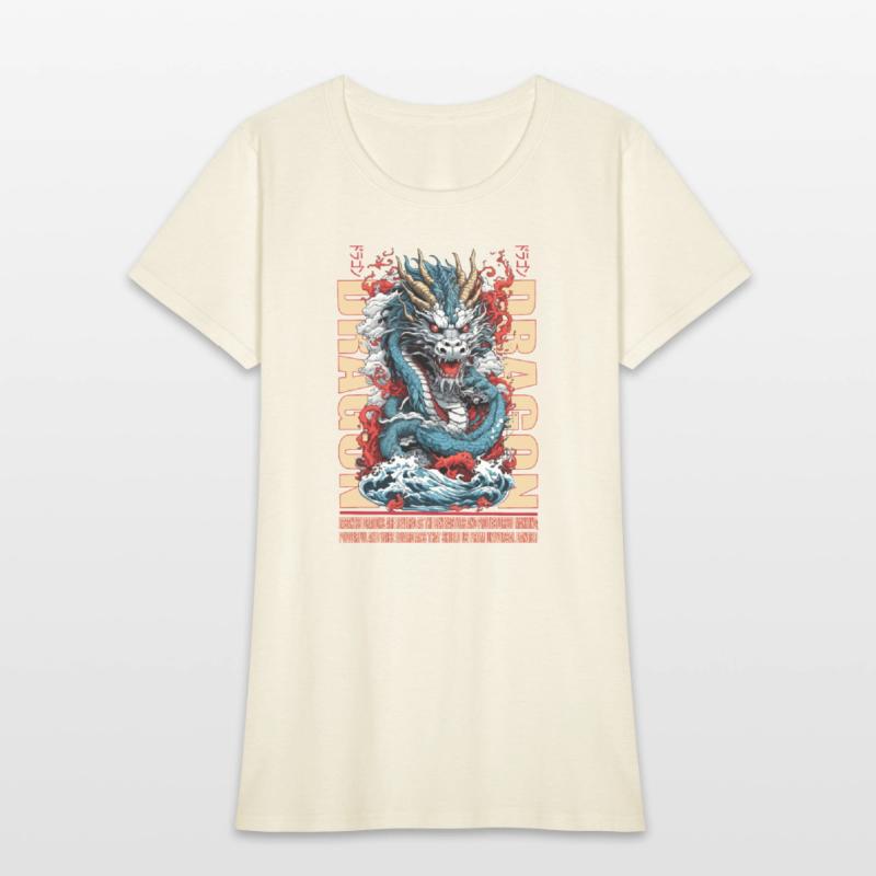 Japanese dragon on waves