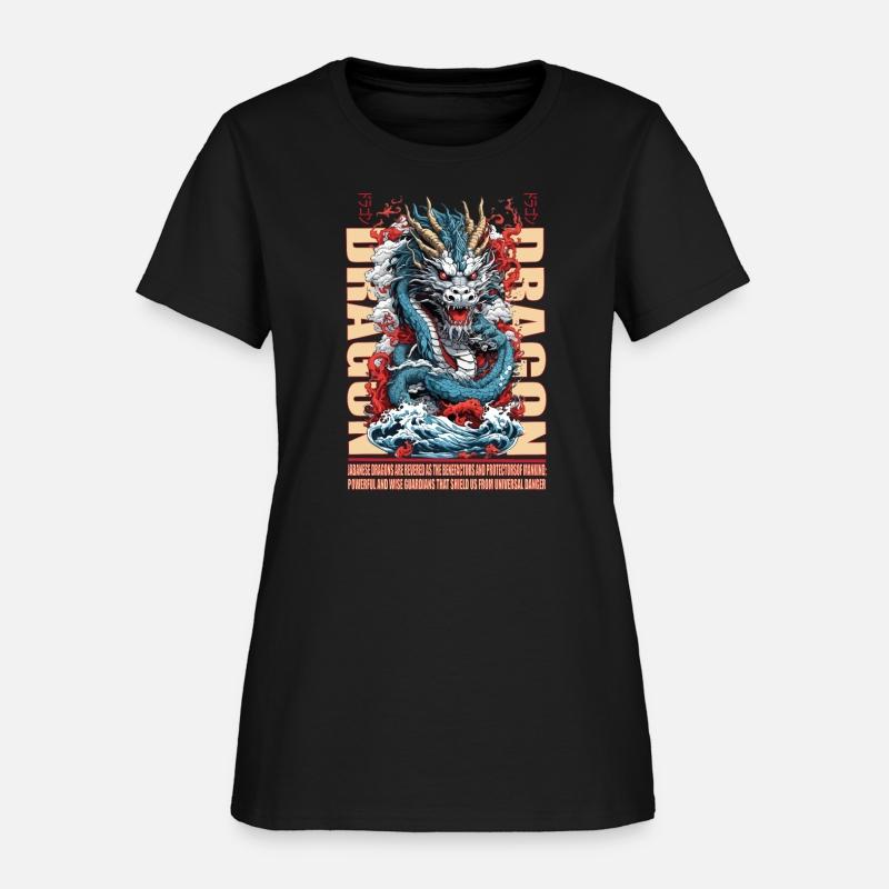 Japanese dragon on waves