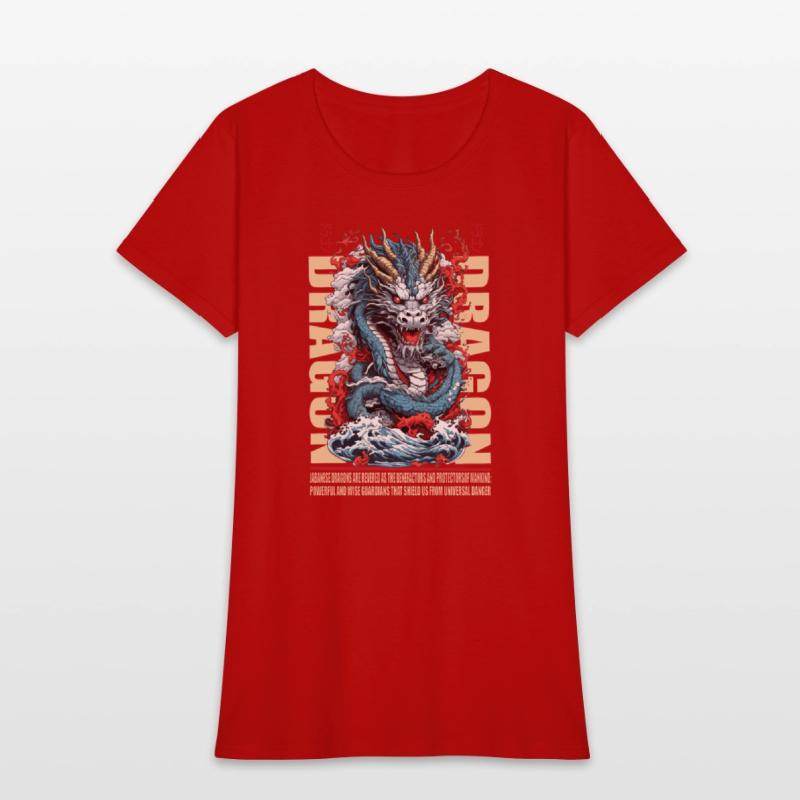 Japanese dragon on waves