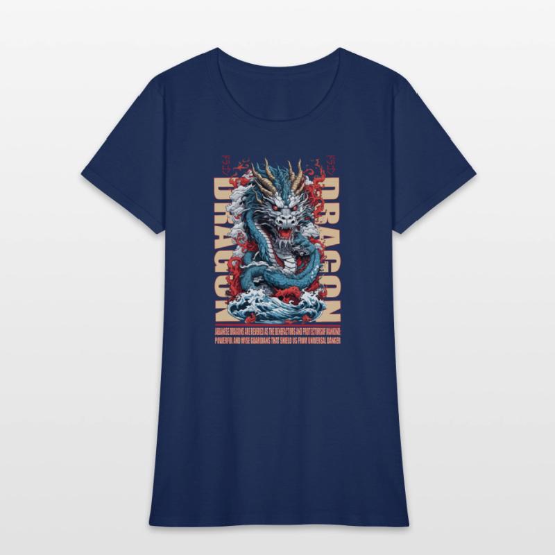 Japanese dragon on waves
