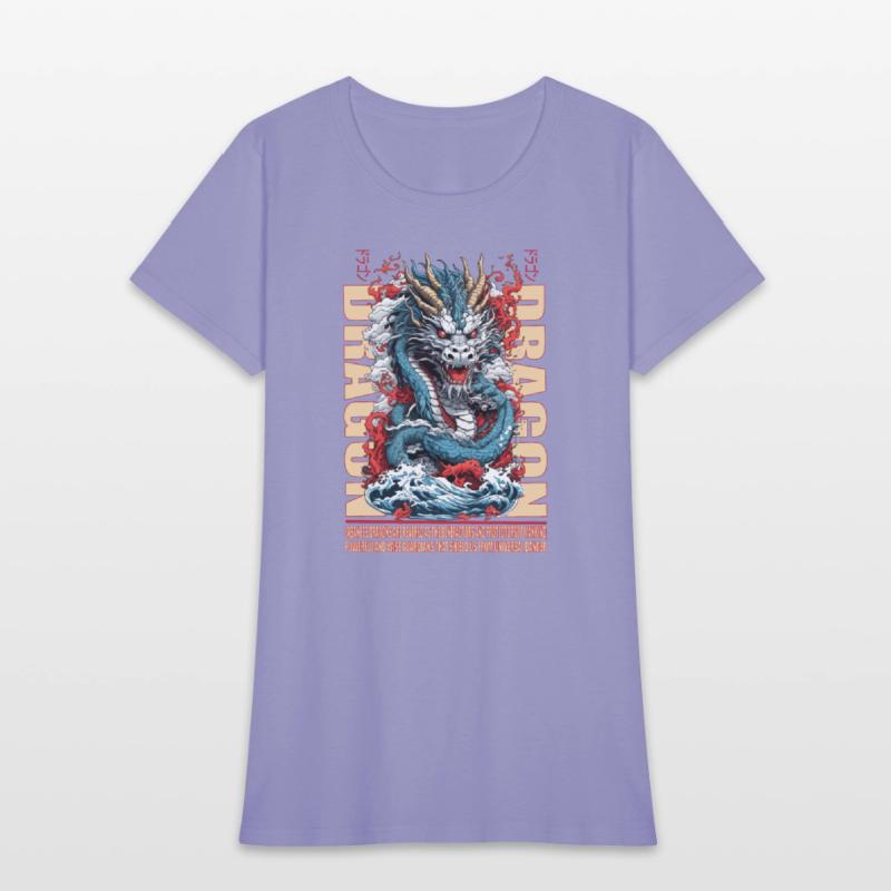 Japanese dragon on waves