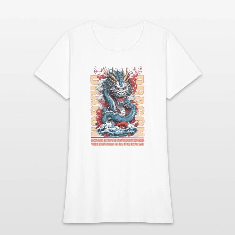Japanese dragon on waves
