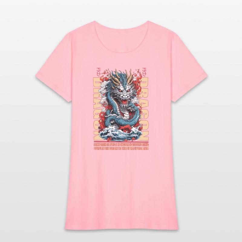 Japanese dragon on waves