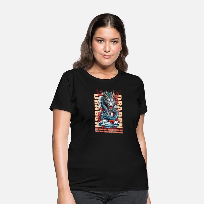Japanese dragon on waves